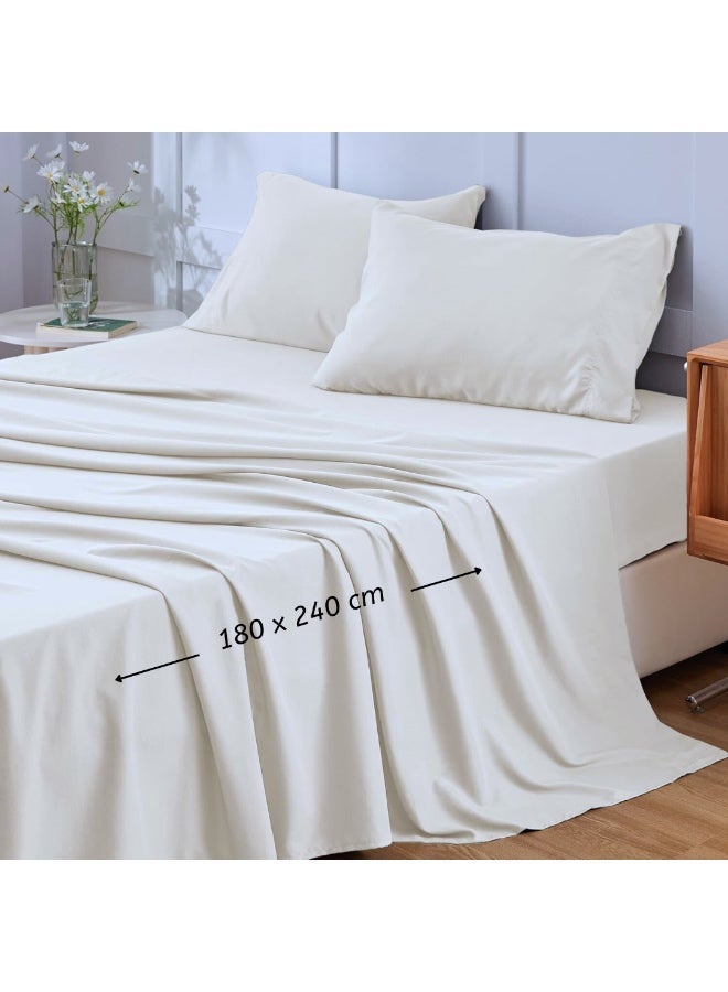 Deluxe Ivory White Comfy Flat Bed Linen Set (3 Pieces) - 180 x 240 cm - Image 1